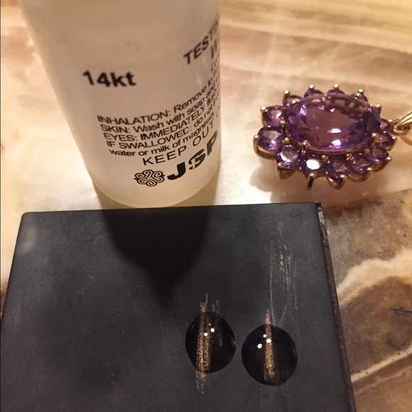 SOLD!!14K Gold 10ctw Amethyst Halo Design Pendant - Picture 8 of 8